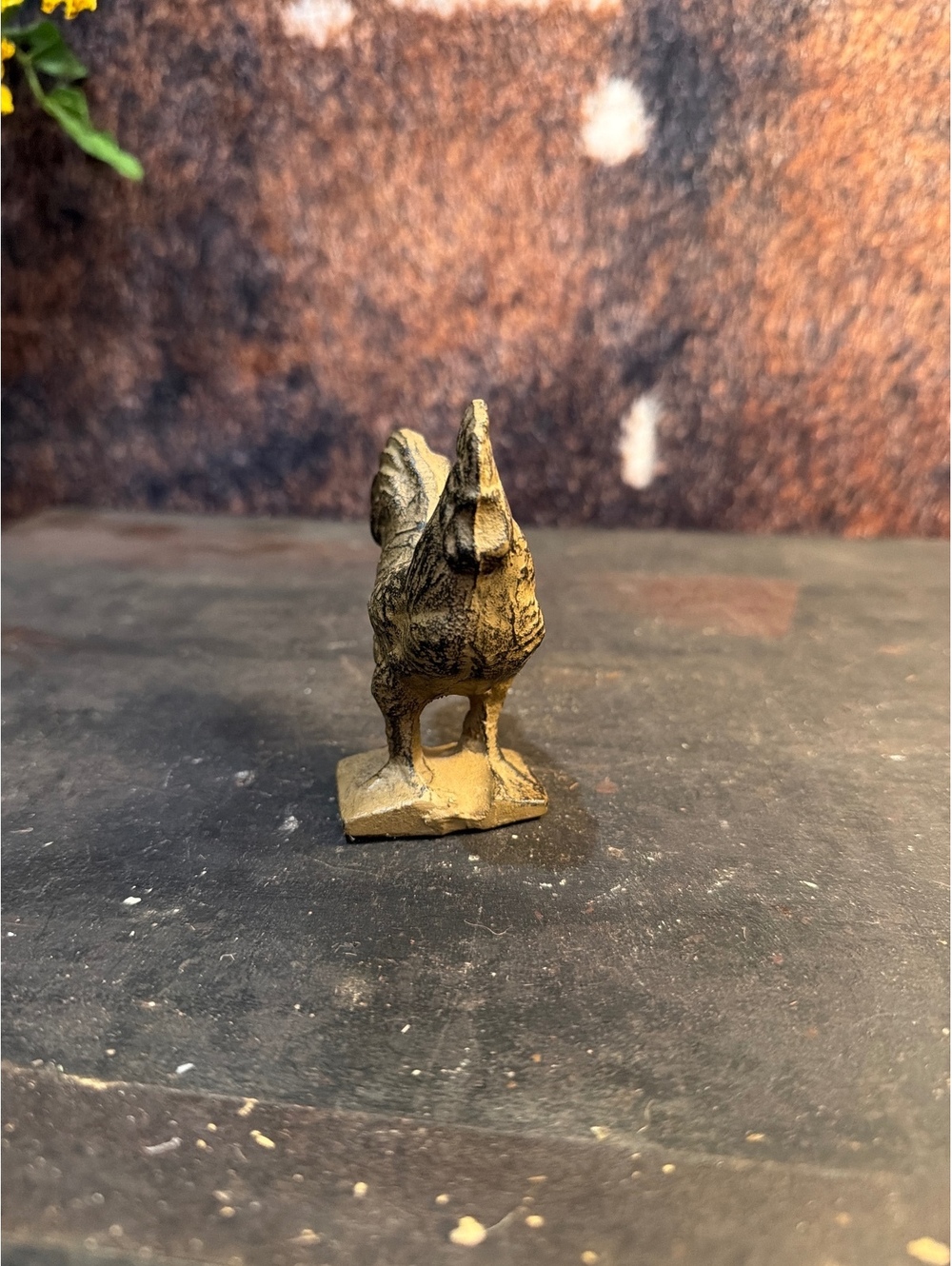 Vintage Cast Iron Rooster Figurine Statue